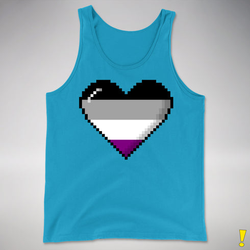 Asexual Pride 8-Bit Pixel Heart Premium Tank Top - Neon Blue